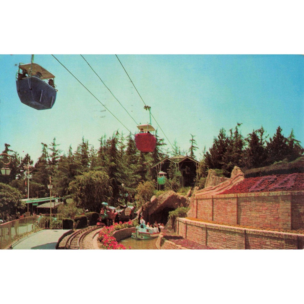 Vintage 1966 Disneyland Skyway Fantasyland Postcard Anaheim California 4c Stamp